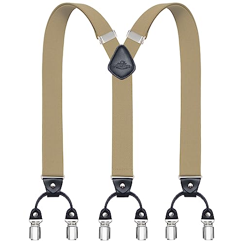 Dresime Hosenträger Herren Hosenträger für Hosen mit 6 starken Metallclips, Y-Rücken verstellbare Hosenträger Hosenträger Heavy Duty elastische Herren Hosenträger von Dresime