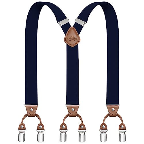Dresime Hosenträger Herren Hosenträger für Hosen mit 6 starken Metallclips, Y-Rücken verstellbare Hosenträger Hosenträger Heavy Duty elastische Herren Hosenträger von Dresime