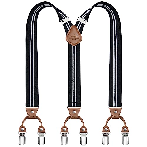 Dresime Hosenträger Herren Hosenträger für Hosen mit 6 starken Metallclips, Y-Rücken verstellbare Hosenträger Hosenträger Heavy Duty elastische Herren Hosenträger von Dresime