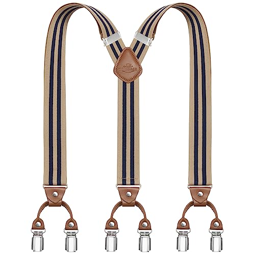 Dresime Hosenträger Herren Hosenträger für Hosen mit 6 starken Metallclips, Y-Rücken verstellbare Hosenträger Hosenträger Heavy Duty elastische Herren Hosenträger von Dresime