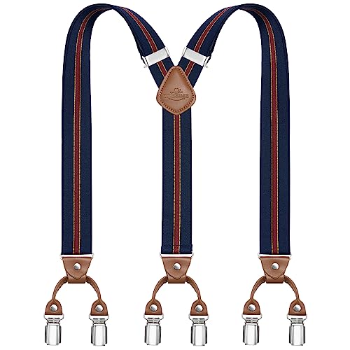 Dresime Hosenträger für Herren Mit 6 Starken Metallclips - Y-Rücken Verstellbare Heavy Duty Elastische Hosenträger von Dresime