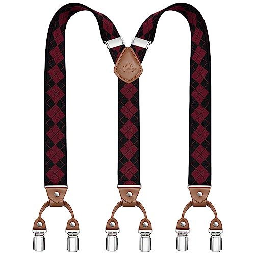 Dresime Hosenträger Herren Hosenträger für Hosen mit 6 starken Metallclips, Y-Rücken verstellbare Hosenträger Hosenträger Heavy Duty elastische Herren Hosenträger von Dresime