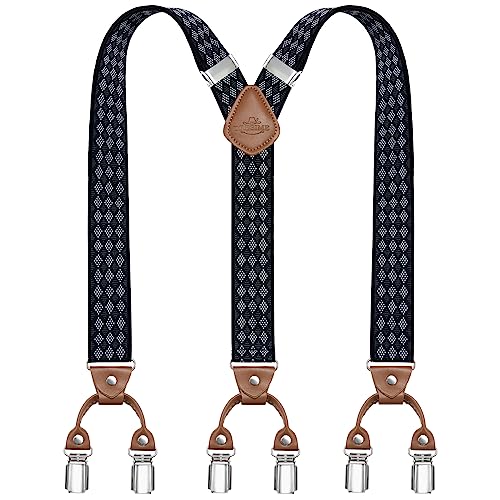 Dresime Hosenträger Herren Hosenträger für Hosen mit 6 starken Metallclips, Y-Rücken verstellbare Hosenträger Hosenträger Heavy Duty elastische Herren Hosenträger von Dresime