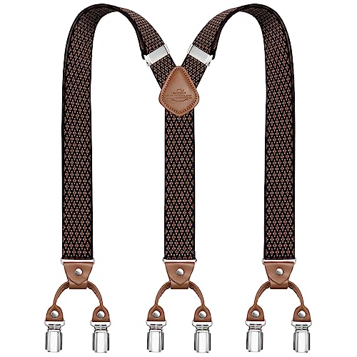 Dresime Hosenträger Herren Hosenträger für Hosen mit 6 starken Metallclips, Y-Rücken verstellbare Hosenträger Hosenträger Heavy Duty elastische Herren Hosenträger von Dresime