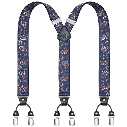 Dresime Hosenträger für Herren Mit 6 Starken Metallclips - Y-Rücken Verstellbare Heavy Duty Elastische Hosenträger von Dresime