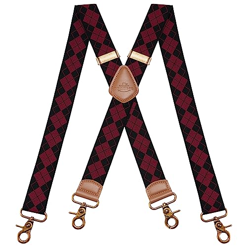 Dresime Hosenträger für Herren mit 4 starken Haken-Clips, X Form elastisch einstellbar Hosenträger für Männer und Damen Arbeitshosen Stark Motorradhose Overalls Jeans von Dresime