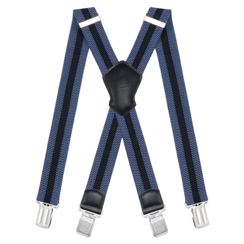 Dresime Hosenträger für Herren mit 4 starken Clips 4cm breit, X Form elastisch einstellbar Länge für Männer und Damen Overalls Jeans, Arbeitshosen, Jumpsuits, Motorradhosen, etc. von Dresime