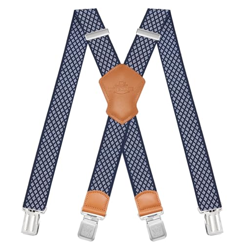 Dresime Hosenträger für Herren mit 4 starken Clips 4cm breit, X Form elastisch einstellbar Länge für Männer und Damen Overalls Jeans, Arbeitshosen, Jumpsuits, Motorradhosen, etc. von Dresime