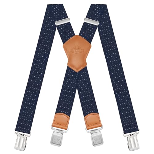 Dresime Hosenträger für Herren mit 4 starken Clips 4cm breit, X Form elastisch einstellbar Länge für Männer und Damen Overalls Jeans, Arbeitshosen, Jumpsuits, Motorradhosen, etc. von Dresime