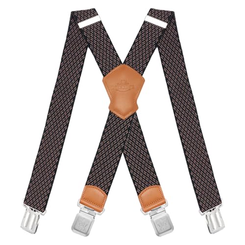 Dresime Hosenträger für Herren mit 4 starken Clips 4cm breit, X Form elastisch einstellbar Länge für Männer und Damen Overalls Jeans, Arbeitshosen, Jumpsuits, Motorradhosen, etc. von Dresime