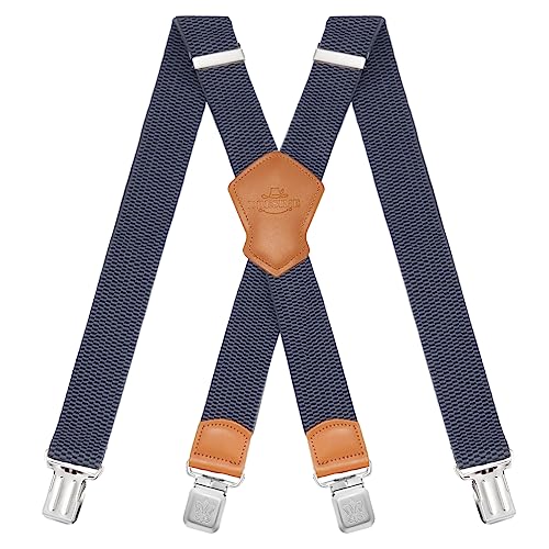 Dresime Hosenträger für Herren mit 4 starken Clips 4cm breit, X Form elastisch einstellbar Länge für Männer und Damen Overalls Jeans, Arbeitshosen, Jumpsuits, Motorradhosen, etc. von Dresime