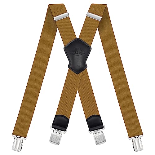 Dresime Hosenträger für Herren mit 4 starken Clips 4cm breit, X Form elastisch einstellbar Länge für Männer und Damen Overalls Jeans, Arbeitshosen, Jumpsuits, Motorradhosen, etc. von Dresime