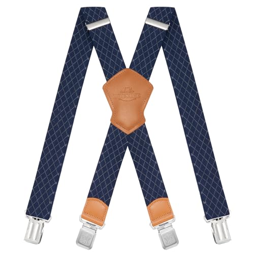 Dresime Hosenträger für Herren mit 4 starken Clips 4cm breit, X Form elastisch einstellbar Länge für Männer und Damen Overalls Jeans, Arbeitshosen, Jumpsuits, Motorradhosen, etc. von Dresime