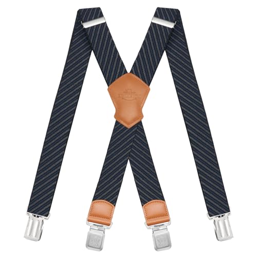 Dresime Hosenträger für Herren mit 4 starken Clips 4cm breit, X Form elastisch einstellbar Länge für Männer und Damen Overalls Jeans, Arbeitshosen, Jumpsuits, Motorradhosen, etc. von Dresime