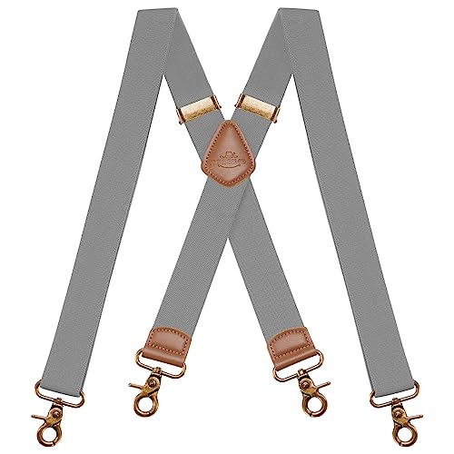 Dresime Hosenträger für Herren mit 4 starken Haken-Clips, X Form elastisch einstellbar Hosenträger für Männer und Damen Arbeitshosen Stark Motorradhose Overalls Jeans von Dresime