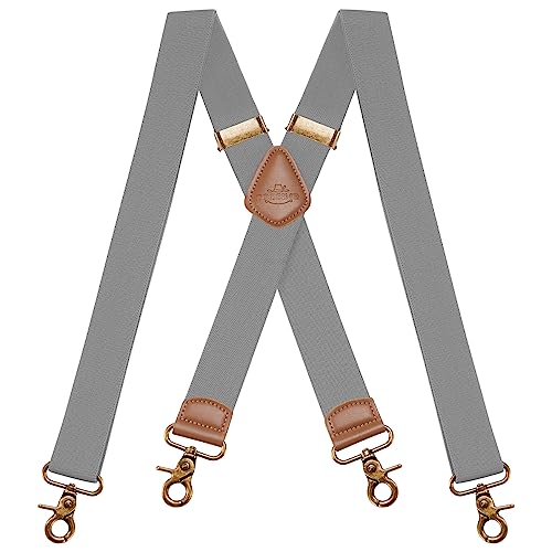 Dresime Hosenträger für Herren mit 4 starken Haken-Clips, X Form elastisch einstellbar Hosenträger für Männer und Damen Arbeitshosen Stark Motorradhose Overalls Jeans von Dresime