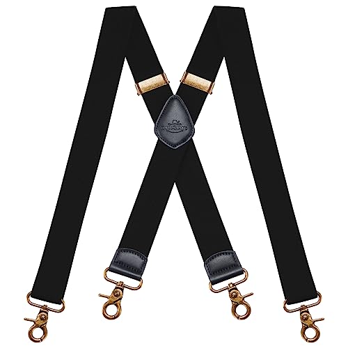 Dresime Hosenträger für Herren mit 4 starken Haken-Clips, X Form elastisch einstellbar Hosenträger für Männer und Damen Arbeitshosen Stark Motorradhose Overalls Jeans von Dresime