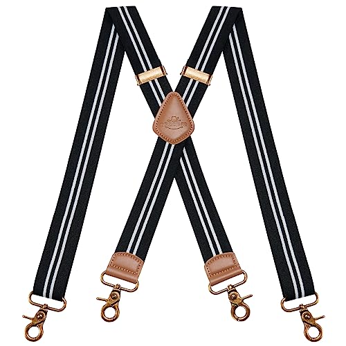 Dresime Hosenträger für Herren mit 4 starken Haken-Clips, X Form elastisch einstellbar Hosenträger für Männer und Damen Arbeitshosen Stark Motorradhose Overalls Jeans von Dresime