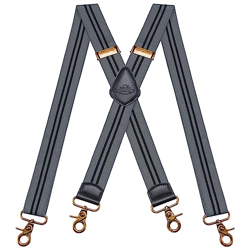 Dresime Hosenträger für Herren mit 4 starken Haken-Clips, X Form elastisch einstellbar Hosenträger für Männer und Damen Arbeitshosen Stark Motorradhose Overalls Jeans von Dresime