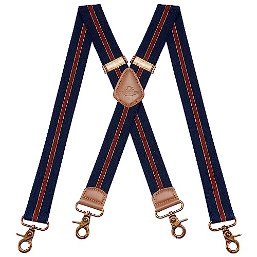 Dresime Hosenträger für Herren mit 4 starken Haken-Clips, X Form elastisch einstellbar Hosenträger für Männer und Damen Arbeitshosen Stark Motorradhose Overalls Jeans von Dresime