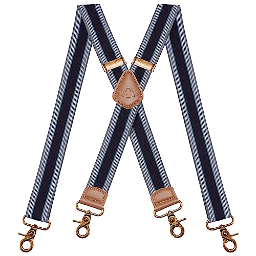 Dresime Hosenträger für Herren mit 4 starken Haken-Clips, X Form elastisch einstellbar Hosenträger für Männer und Damen Arbeitshosen Stark Motorradhose Overalls Jeans von Dresime