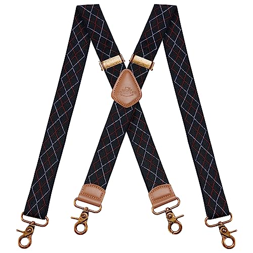 Dresime Hosenträger für Herren mit 4 starken Haken-Clips, X Form elastisch einstellbar Hosenträger für Männer und Damen Arbeitshosen Stark Motorradhose Overalls Jeans von Dresime