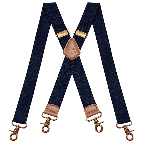 Dresime Hosenträger für Herren mit 4 starken Haken-Clips, X Form elastisch einstellbar Hosenträger für Männer und Damen Arbeitshosen Stark Motorradhose Overalls Jeans von Dresime