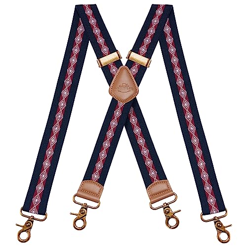 Dresime Hosenträger für Herren mit 4 starken Haken-Clips, X Form elastisch einstellbar Hosenträger für Männer und Damen Arbeitshosen Stark Motorradhose Overalls Jeans von Dresime