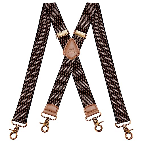 Dresime Hosenträger für Herren mit 4 starken Haken-Clips, X Form elastisch einstellbar Hosenträger für Männer und Damen Arbeitshosen Stark Motorradhose Overalls Jeans von Dresime