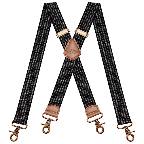 Dresime Hosenträger für Herren mit 4 starken Haken-Clips, X Form elastisch einstellbar Hosenträger für Männer und Damen Arbeitshosen Stark Motorradhose Overalls Jeans von Dresime