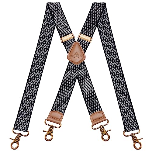 Dresime Hosenträger für Herren mit 4 starken Haken-Clips, X Form elastisch einstellbar Hosenträger für Männer und Damen Arbeitshosen Stark Motorradhose Overalls Jeans von Dresime