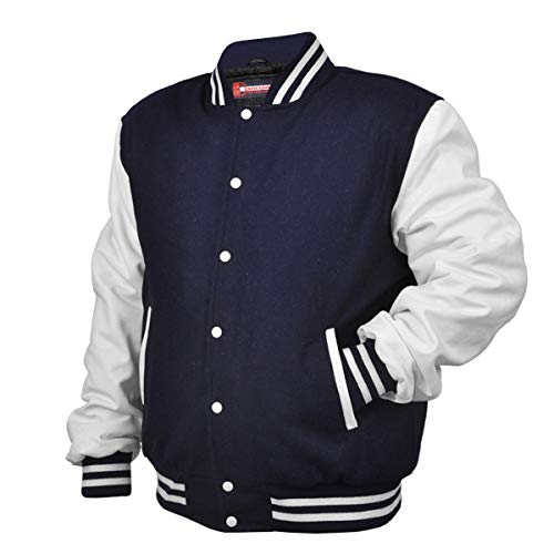 Herren Varsity Letterman Baseballjacke aus Wolle und echtem Leder in verschiedenen Größen und Farben - - Small von Dress Club International