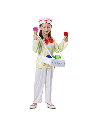 Dress Up America Eisverkäufer-Kostüm für Kinder – Produkt wird komplett mit: Hemd, Hose, Eisbecher, sechs Waffeln und Hut geliefert von Dress Up America