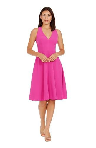 Dress the Population Damen Catalina Midikleid, Ärmellos, Ausgestelltes Kleid, Helles Fuchsia, Groß von Dress the Population