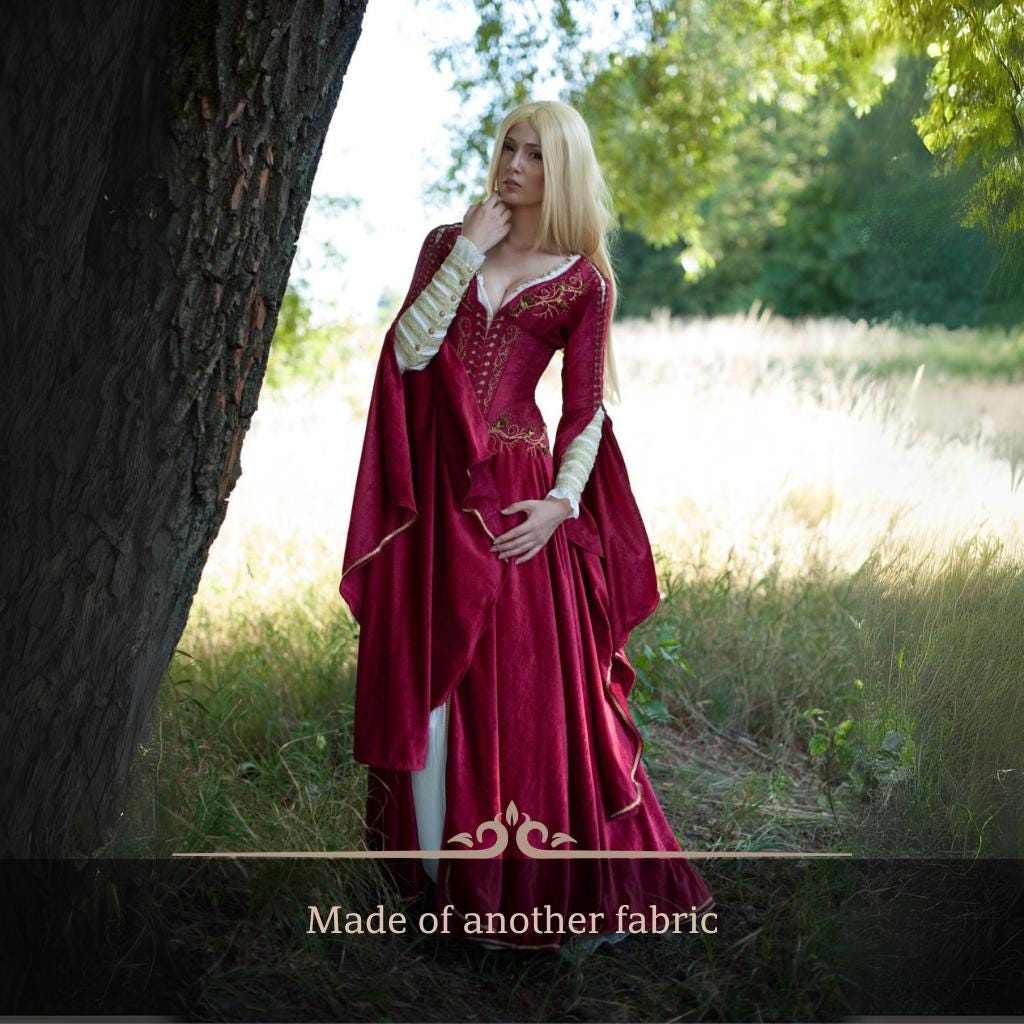 Fantasiekleid, Cerseikleid, Elfenhochzeitskleid, Renaissance Faires Kleid, Auf Bestellung Aus Einem Anderen Stoff Gefertigt von DressArtMystery