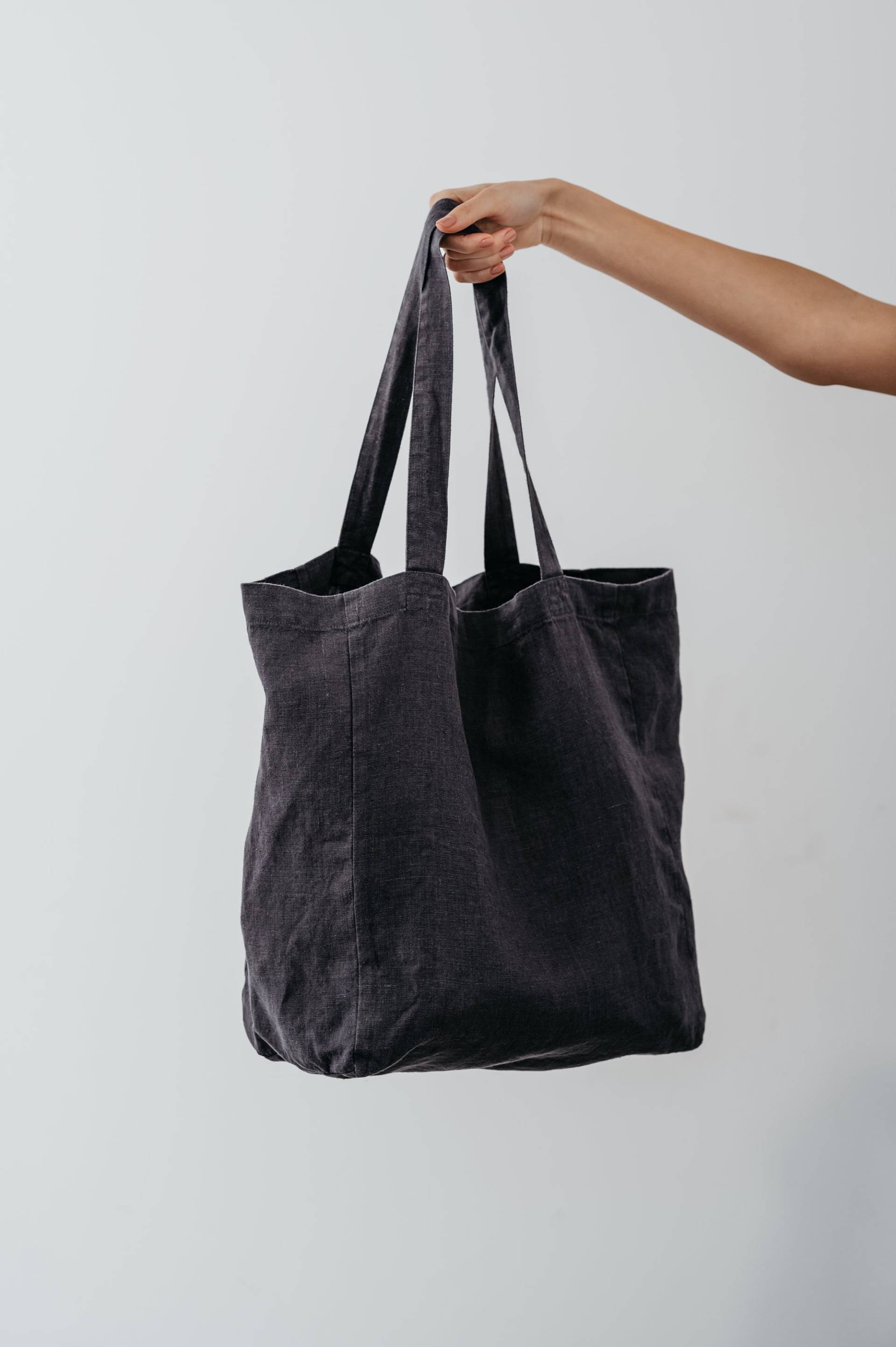 Dunkelgraue Leinen Einkaufstasche Stonewashed Wiederverwendbare Einkaufstasche Dunkelgraue Leinen Einkaufstasche Stonewashed Wiederverwendbare Einkaufstasche von DressMyStory