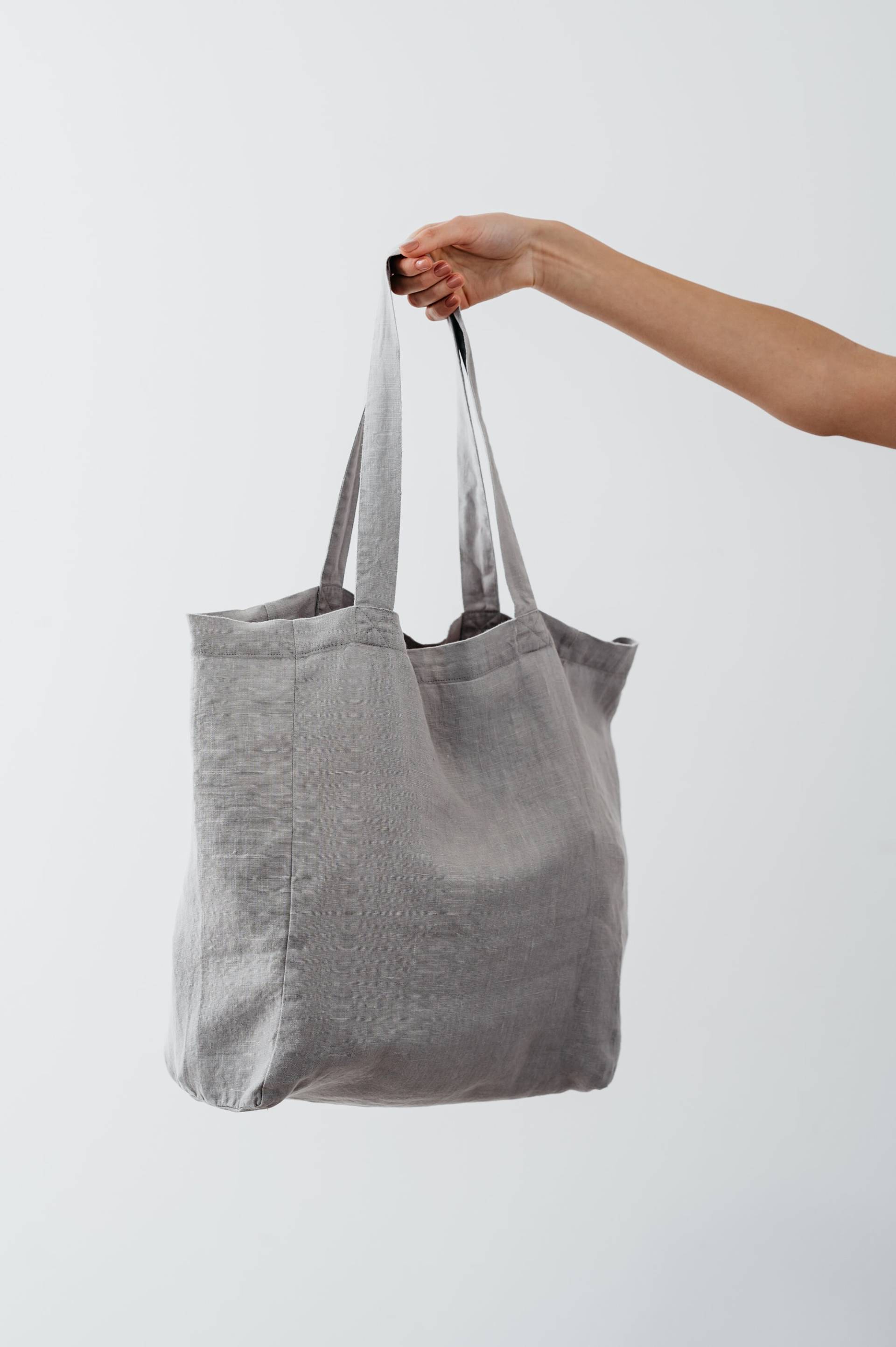 Hellgraue Einkaufstasche Aus Leinen Wiederverwendbare Mit Tasche Hellgraue Einkaufstasche Aus Leinen Wiederverwendbare Mit Tasche von DressMyStory