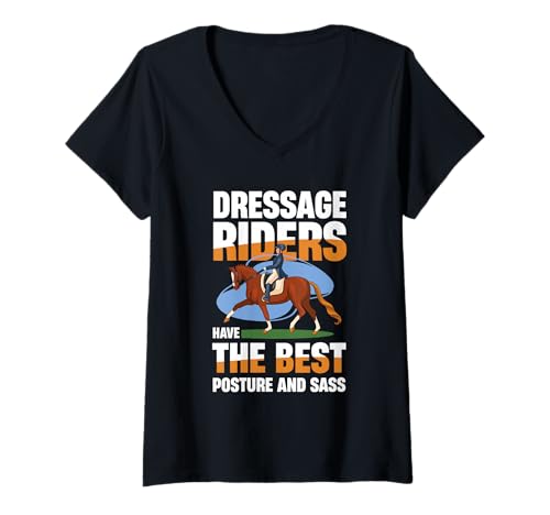 Damen Dressurreiter T-Shirt mit V-Ausschnitt Damen Dressurreiter T-Shirt mit V-Ausschnitt von Dressage Equestrian Horseback Fun
