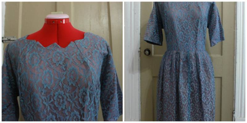50Er Jahre Spitze/Taft Abendkleid Größe Xl 50Er Jahre Spitze/Taft Abendkleid Größe Xl von DressedInTheDark