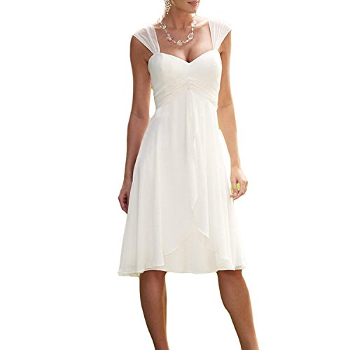 Dresses Onlie Damen Beach Hochzeitskleid Vintage Chiffon Brautkleider Brautmode Brautjungferkleider(Elfenbein,40) von Dresses Onlie