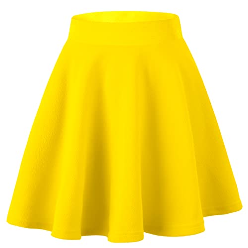 Dressever Damen Basic Vielseitige Dehnbaren Informell Casual Mini Hohe Taille A-Linie Tennisrock Tanzrock Gold X-Large Dressever Damen Basic Vielseitige Dehnbaren Informell Casual Mini Hohe Taille A-Linie Tennisrock Tanzrock Gold X-Large von Dressever