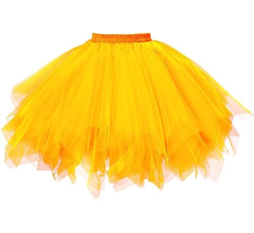 Dressever Damen Tüllrock 50er Rockabilly Petticoat Retro Tutu Ballet Cosplay Prom Abendkleider Anlass Gold Medium von Dressever