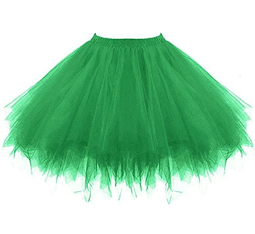 Dressever Damen Tüllrock 50er Rockabilly Petticoat Retro Tutu Ballet Cosplay Prom Abendkleider Anlass Grün Medium von Dressever