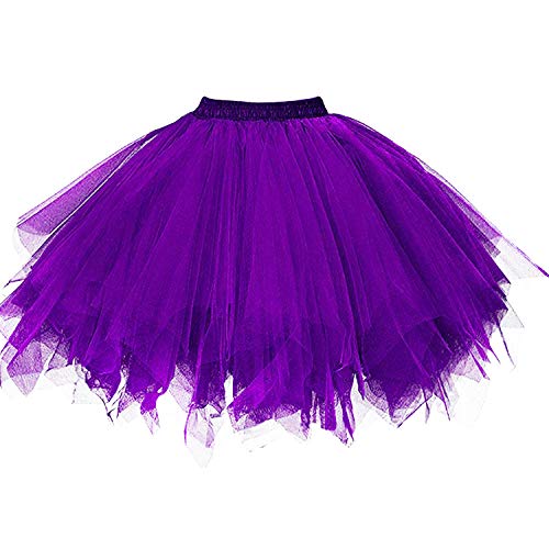 Dressever Damen Tüllrock 50er Rockabilly Petticoat Retro Tutu Ballet Cosplay Prom Abendkleider Anlass Lila X-Large von Dressever