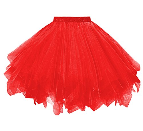Dressever Damen Tüllrock 50er Rockabilly Petticoat Retro Tutu Ballet Cosplay Prom Abendkleider Anlass Rot Medium von Dressever