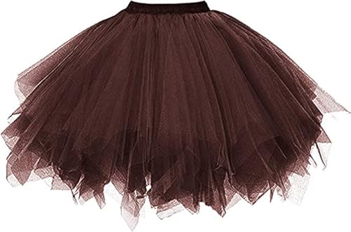 Dressever Damen Tüllrock 50er Rockabilly Petticoat Retro Tutu Ballet Cosplay Prom Abendkleider Anlass Schokolade Medium von Dressever