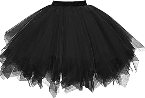 Dressever Damen Tüllrock 50er Rockabilly Petticoat Retro Tutu Ballet Cosplay Prom Abendkleider Anlass Schwarz Medium von Dressever