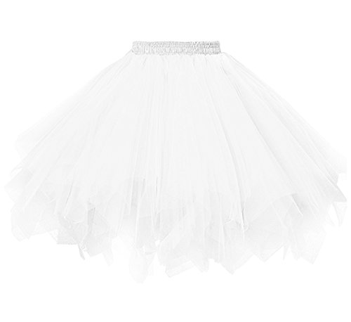 Dressever Damen Tüllrock 50er Rockabilly Petticoat Retro Tutu Ballet Cosplay Prom Abendkleider Anlass Weiß XX-Large von Dressever