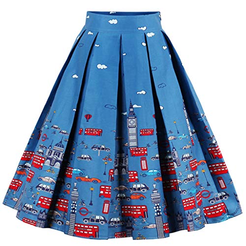 DresseverBrand Damen Rockabilly Rock A Linie Retro Rock Midi Swing Röcke Cars XX-Large von DresseverBrand