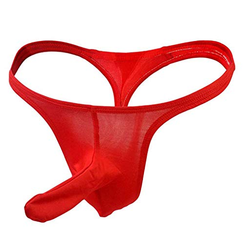 Dressin Herren Slip Elefanten Pouch Strings Sexy Thongs mit Penishülle Unterwäsche Männer Dessous Set Elastizität Straps Boxershorts Badeanzug Badehose Kostüm Lustige Bodywear, 1-rot, Einheitsgröße von Dressin